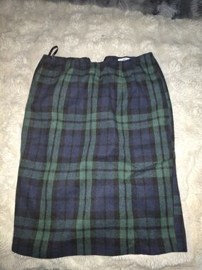 Women's Green and Navy Plaid Pencil Skirt